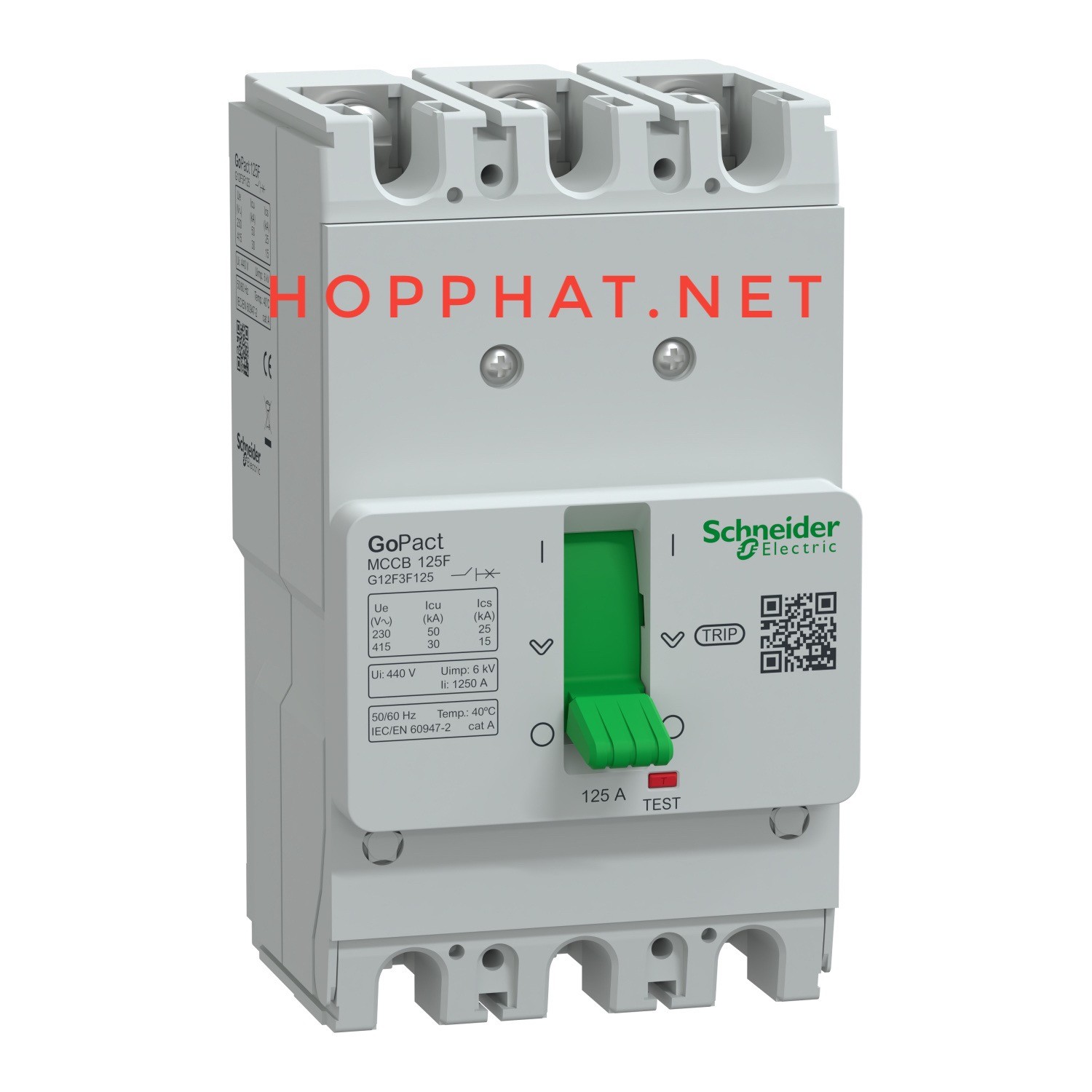 Cầu dao tự động MCCB Gopact 125T, 3P 16A 10kA không chỉnh dòng